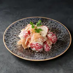生ハムと季節フルーツの白和え