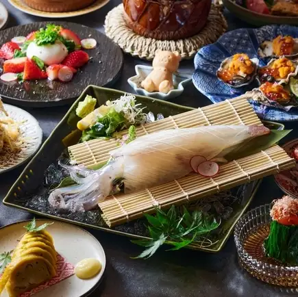 【銘々盛り】「九州郷土」コース～活きイカ・活〆胡麻鯖・チキン南蛮◆2時間飲み放題付⇒6000円