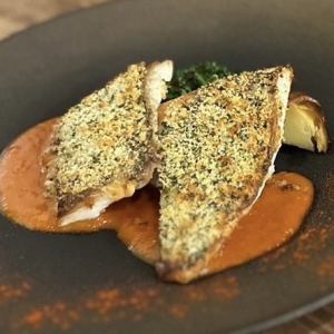 Panko-grilled red sea bream with herbs