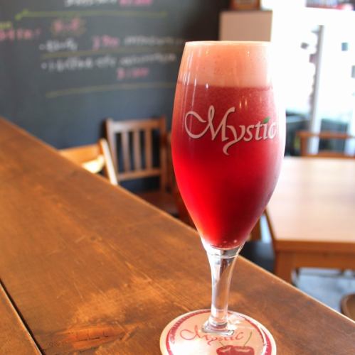 The standard fruit beer is Mystic Cherry Barrel Draft