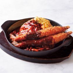 Fried shrimp omelet rice
