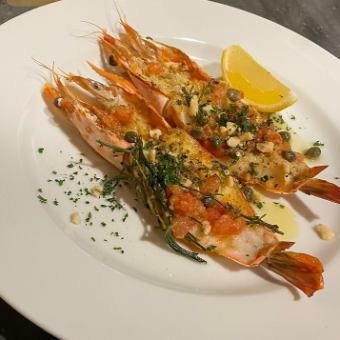 Grilled shrimp with garlic herb sauce