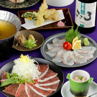 【馬肉しゃぶしゃぶ】【桜鯛】春爛漫”桜”フェア〈全7品〉　飲み放題付き8500→7000円