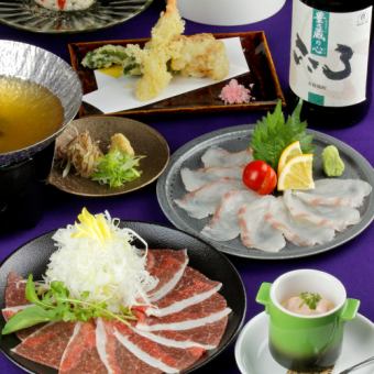 【馬肉しゃぶしゃぶ】【桜鯛】春爛漫”桜”フェア〈全7品〉　飲み放題付き8500→7000円