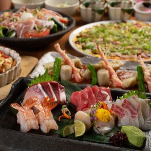 [★Recommended for banquets★] 2 hours of all-you-can-drink included [Course A] 8 dishes, including the famous platter of tonpeiyaki, 5,500 yen (tax included)