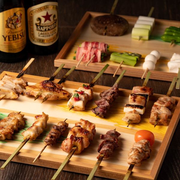 Full of carefully selected skewers, including 21 types of yakitori and 38 types of substitute skewers using Fukushima's three major local chickens, Date chicken and domestic chicken.
