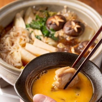 【福島三大地鶏の伊達鶏すき焼きコース】すき焼き＋お刺身など　お料理7品3000円