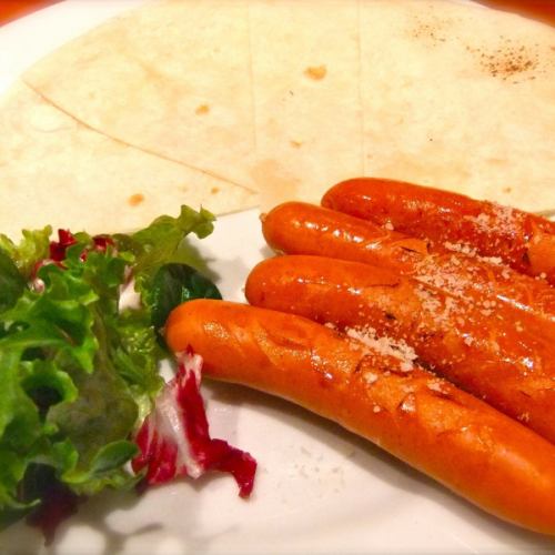Grilled Spicy Sausage with Tortilla