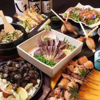 【Korokoro Standard Course◎】9 dishes including Satsuma Red Chicken Korokoro-yaki and skewers, with 120 minutes of all-you-can-drink ⇒ 5500 yen (tax included)