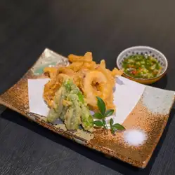 Squid and shishito pepper tempura