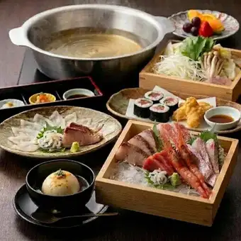 【年末年始限定】ふぐ・鰤・金目鯛・赤海老！冬の味覚 豪華しゃぶ会席◆90分飲み放題は+2000円～