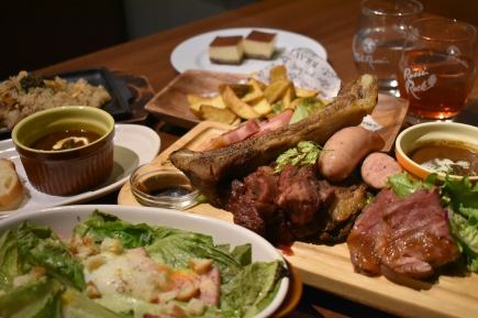 【가마구이 그릴 고기 모듬 ◎】 가텐다 캐주얼 코스! 전 6 품 2 시간 음료 무제한 3500 엔 코스!