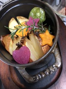 Dutch oven baked whole vegetables