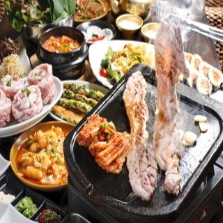 All-you-can-eat samgyeopsal + 15 kinds of Korean cuisine 90 minutes (LO 60 minutes)