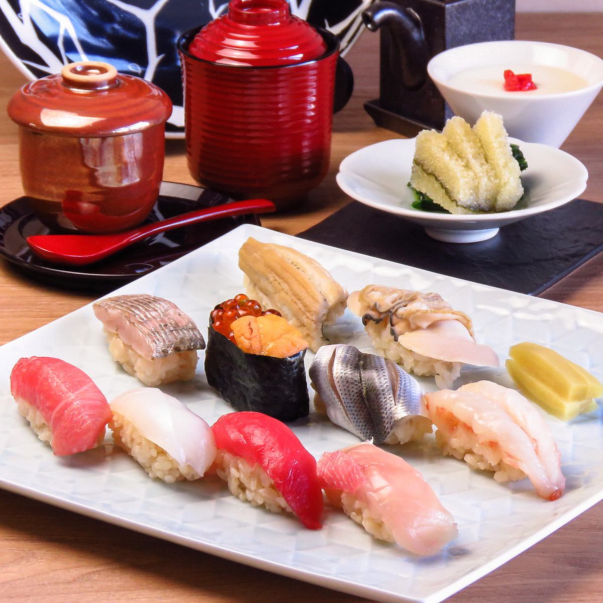 <You can taste authentic Edomae sushi!> Enjoy sushi made using Edomae techniques with your family, friends, or partner.