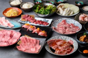 【焼きすき&肉寿司付き】A5和牛贅沢コース《全15品》+飲み放題120分付き 8,000⇒7,000円(税込)