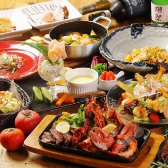 【크리스마스 한정!】 제철 식재료를 사용한 요리와 와규 지느러미의 로스트 등 전 7품 코스 6600엔(부가세 포함)