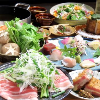 【5】《기간 한정!》 葱다쿠돼지 샤브토와 와규 장미 고기 첨부 코스[전9품+90분 무제한]6000엔