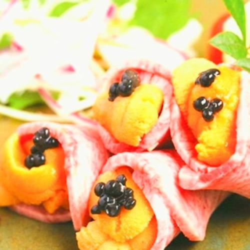 【タン刺しウニ巻き】