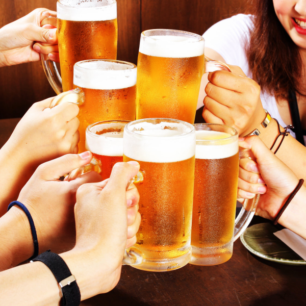 単品飲み放題♪【生ビール付】全37種のドリンクが楽しめる1100円の飲み放題もございます！