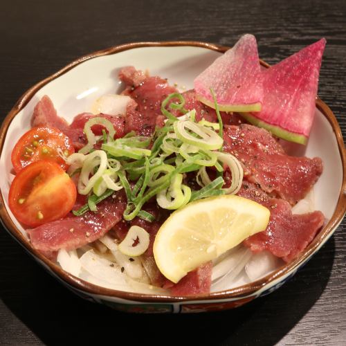 Horse meat carpaccio raw liver style