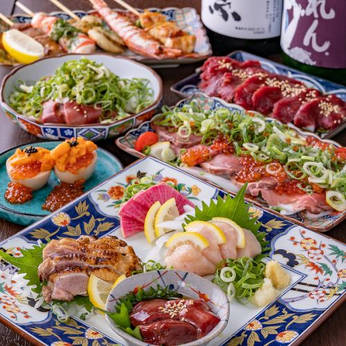 【飲み放題付全9品4000円シルバーコース】焼き鳥・炭火焼き・ローストビーフなど様々な料理が楽しめます♪