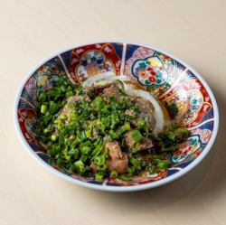 朝引き　炙り肝のタタキ　ねぎまみれ