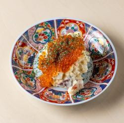 Special potato salad topped with salmon roe