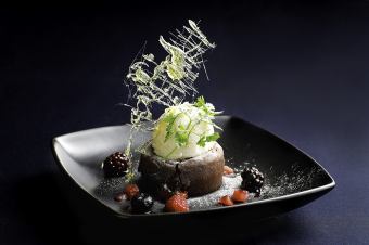 Chocolate fondant with vanilla gelato