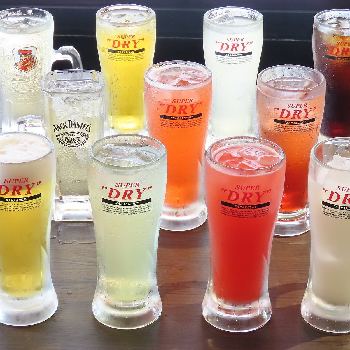 単品飲み放題有り♪1,500円または2,000円(税込。ビール付き)