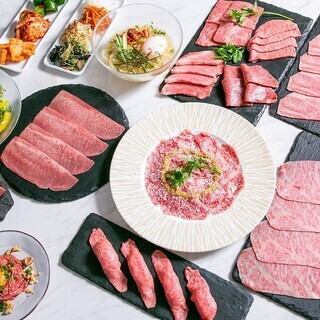 【前菜付き 大人気の希少部位や生肉も食べられるコース】全19品 6,050円(税込)