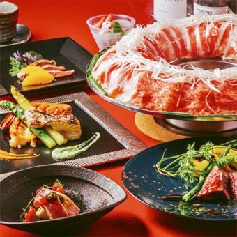 【3H无限畅饮◆共190种】3种肉类节“肉煮火锅+日本料理5980日元⇒4980日元（含）