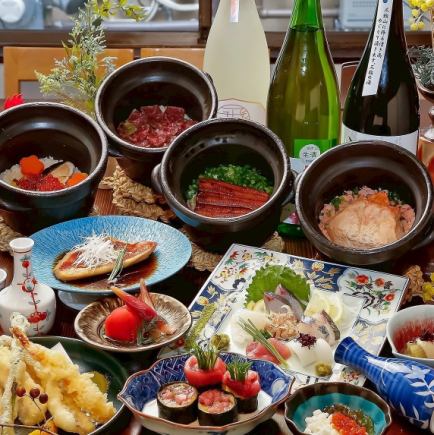 【メゾンコース】全7品 前菜やお造り 天ぷら 選べる土鍋2種追加！たくさん楽しめる欲張りコース