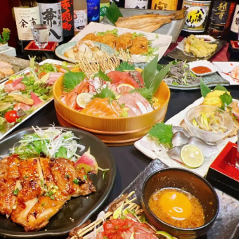 【 響-HIBIKI- 】豪華お刺身五点盛りや和牛もつ鍋付料理2.5時間飲み放題付！コスパ良い♪