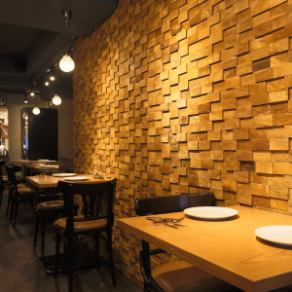 A stylish dining room with the warmth of wood