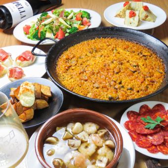 Casual course with all-you-can-drink!Taste wood-fired paella, 8 dishes in total, and all-you-can-drink plan