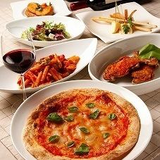 Reservations only by 8pm on weekdays! 4 dishes including popular pizza + all-you-can-drink 90-minute short course ¥2900