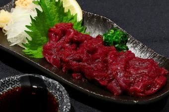 Fresh lean horse meat sashimi from Kumamoto