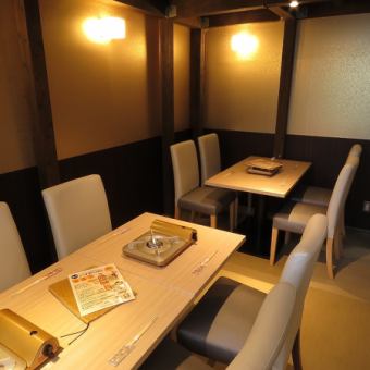 The stylish Japanese-style interior has comfortable table seating.