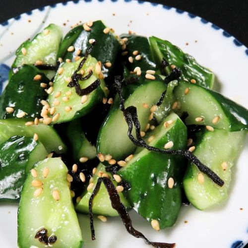 Homemade pickled cucumber with sesame seeds