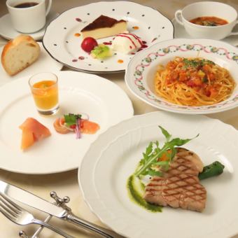 【Medio午餐套餐】开胃菜、意大利面、肉类菜肴、甜点等6道菜 3000日元