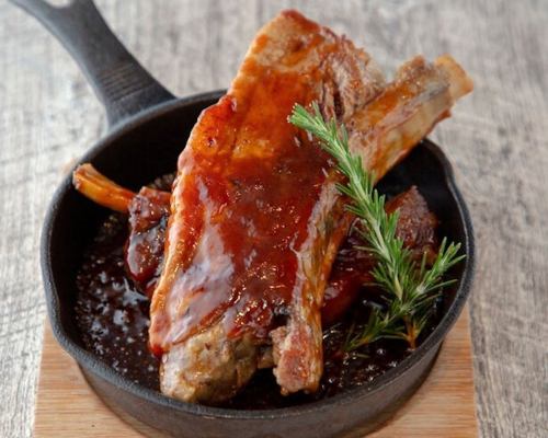 Pork spare ribs with BBQ sauce