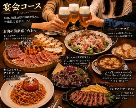 【私人餐廳套餐】頂級牛排、招牌意麵及其他菜餚，暢飲無限！共6道菜。