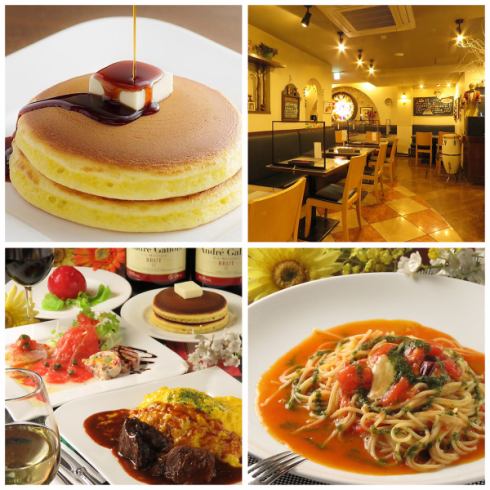 Enjoy our signature pancake sets and lunch♪