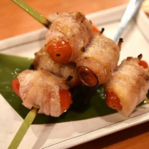 シシリアントマトの豚バラ巻き串