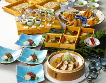 ■料理套餐（京都风味烤银鳕鱼和竹蒸笼蒸猪肉套餐 6,000日元）