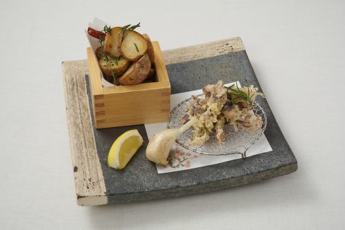 香草炸新土豆和萤火鱿