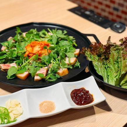 【サムギョプサルコース 】サムギョプサル等料理7品3,500円(税込)★120分飲み放題+1650円(税込)