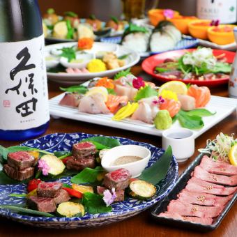 【特別な日に】黒毛和牛・馬刺し・熟成肉プレートなど全14品/個室＆無制限生飲み放題『7000円』