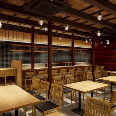 The table seats have a calm atmosphere.The yakitori that is baked one by one in front of you is exquisite ♪